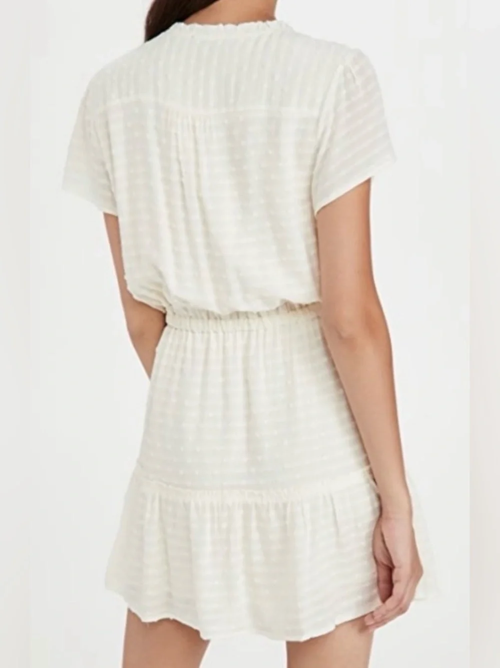 PAIGE White Swiss Dot Ruffle Blouse